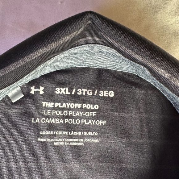 Like New Men's UA Playoff Polo Core Stripe Black XXXL 3X - Picture 2 of 3